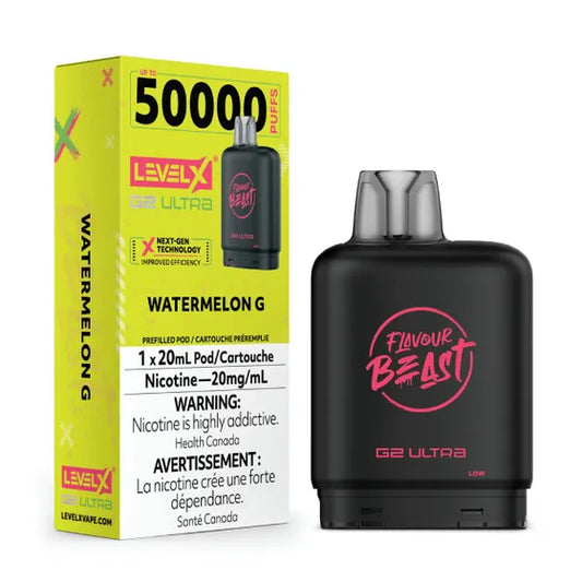 Flavour Beast vape device with Level X packaging on a white background
