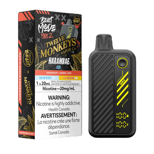 Flavour Beast Mode Max 2 50K X Twelve Monkeys - Harambae Iced - Wee Shisha N Vape