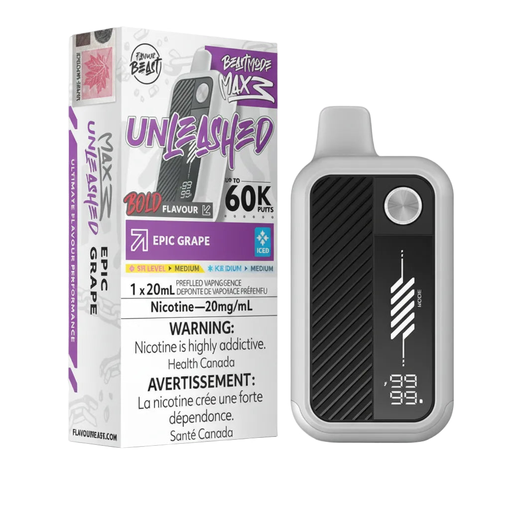 Vape device and packaging with 'Beast Mode' branding on a white background