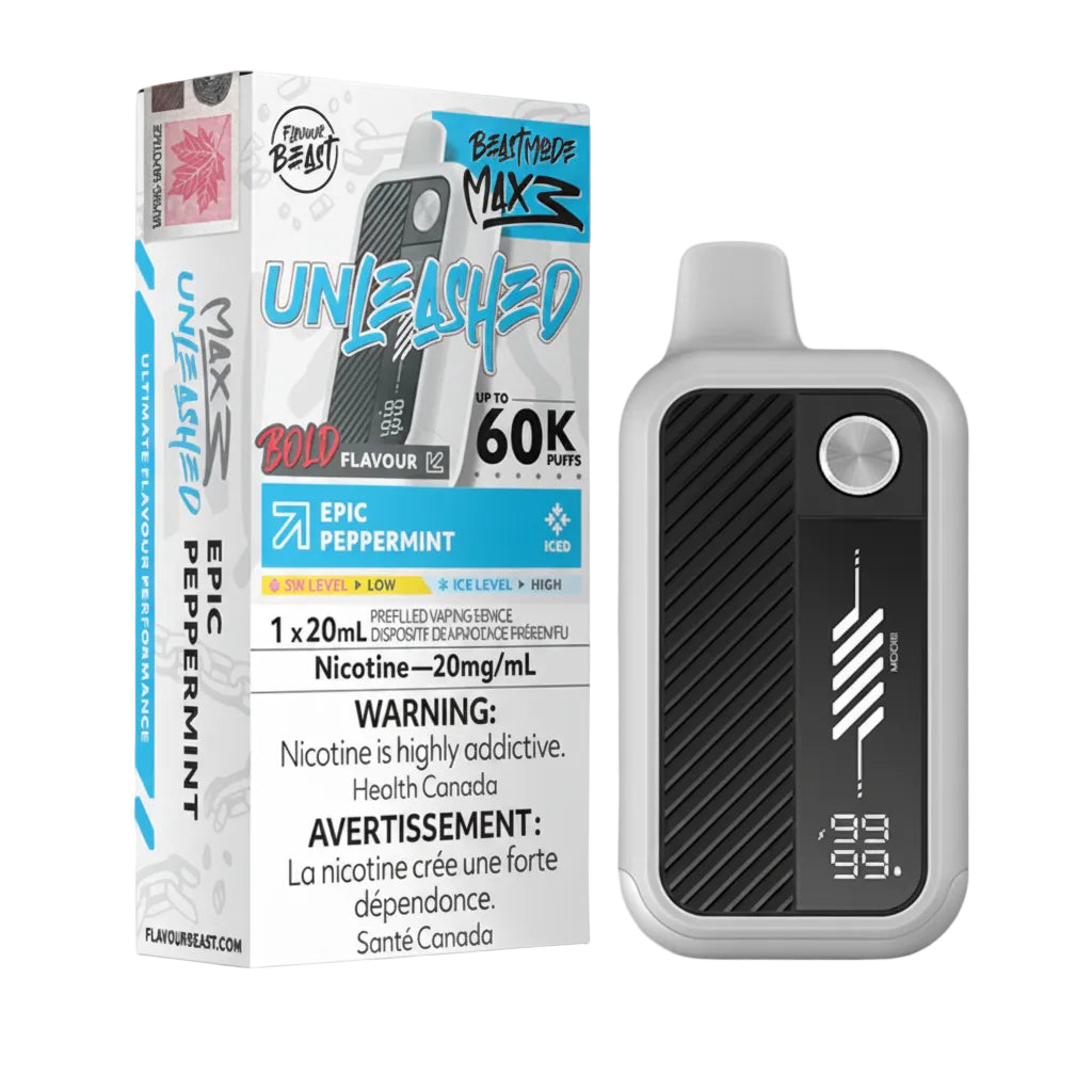 Vape device and packaging with 'Beast Made' branding on a white background