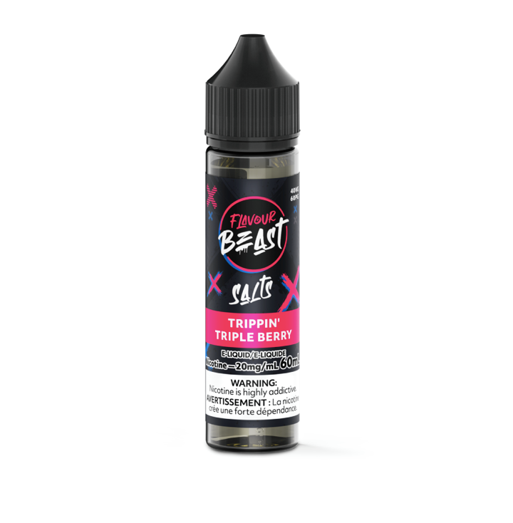 Flavour Beast Trippin' Triple Berry vape juice packaging on a white background