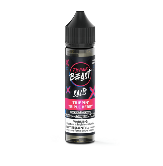 Flavour Beast Trippin' Triple Berry vape juice packaging on a white background