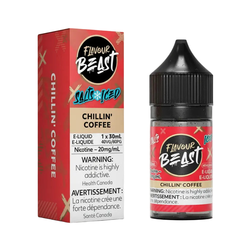 Flavour Beast Chillin' Coffee e-liquid bottle and packaging on a white background