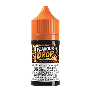 Flavour Drop e-liquid bottle with orange cap on a white background