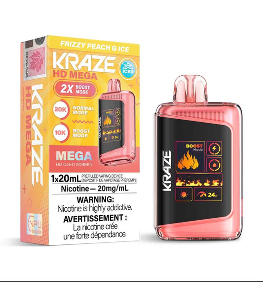 Kraze HD Mega 20K - Frizzy Peach G Ice - Wee Shisha N Vape