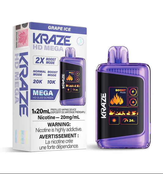 Kraze HD Mega 20K - Grape Ice - Wee Shisha N Vape