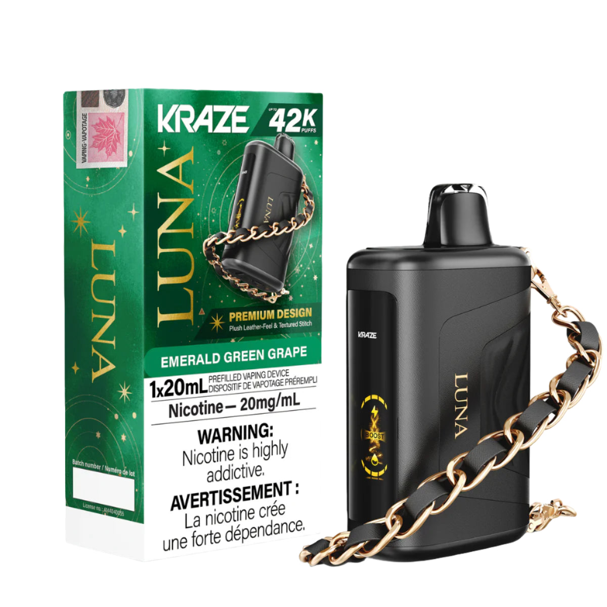 Kraze Luna 42K - Emerald Green Grape - disposable - wee shisha n vape