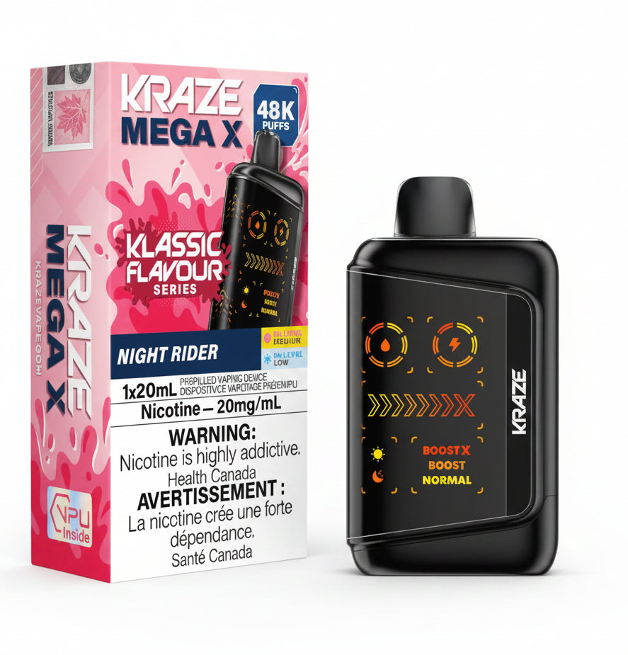 Kraze vape device and packaging on a white background