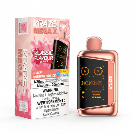 Kraze vape device and packaging on a white background
