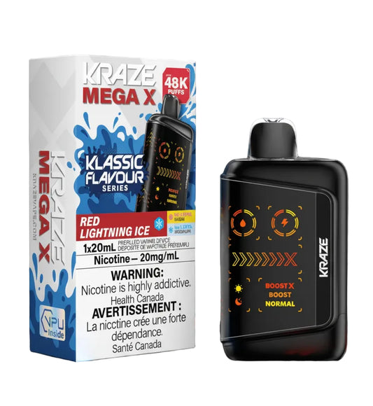 Kraze vape device and packaging on a white background