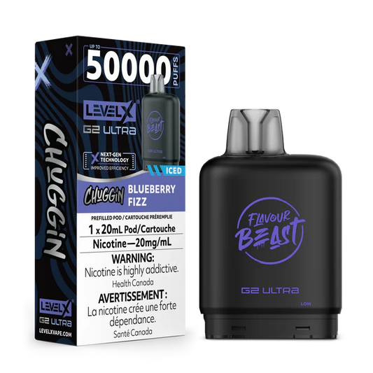 Flavour Beast Level X G2 Ultra Pod 50k - Chuggin Blueberry Fizz - Wee Shisha N Vape