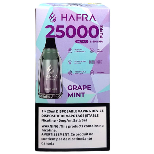 Hafra Alpha 25K - Shisha Compatible Grape Mint - Wee Shisha N Vape