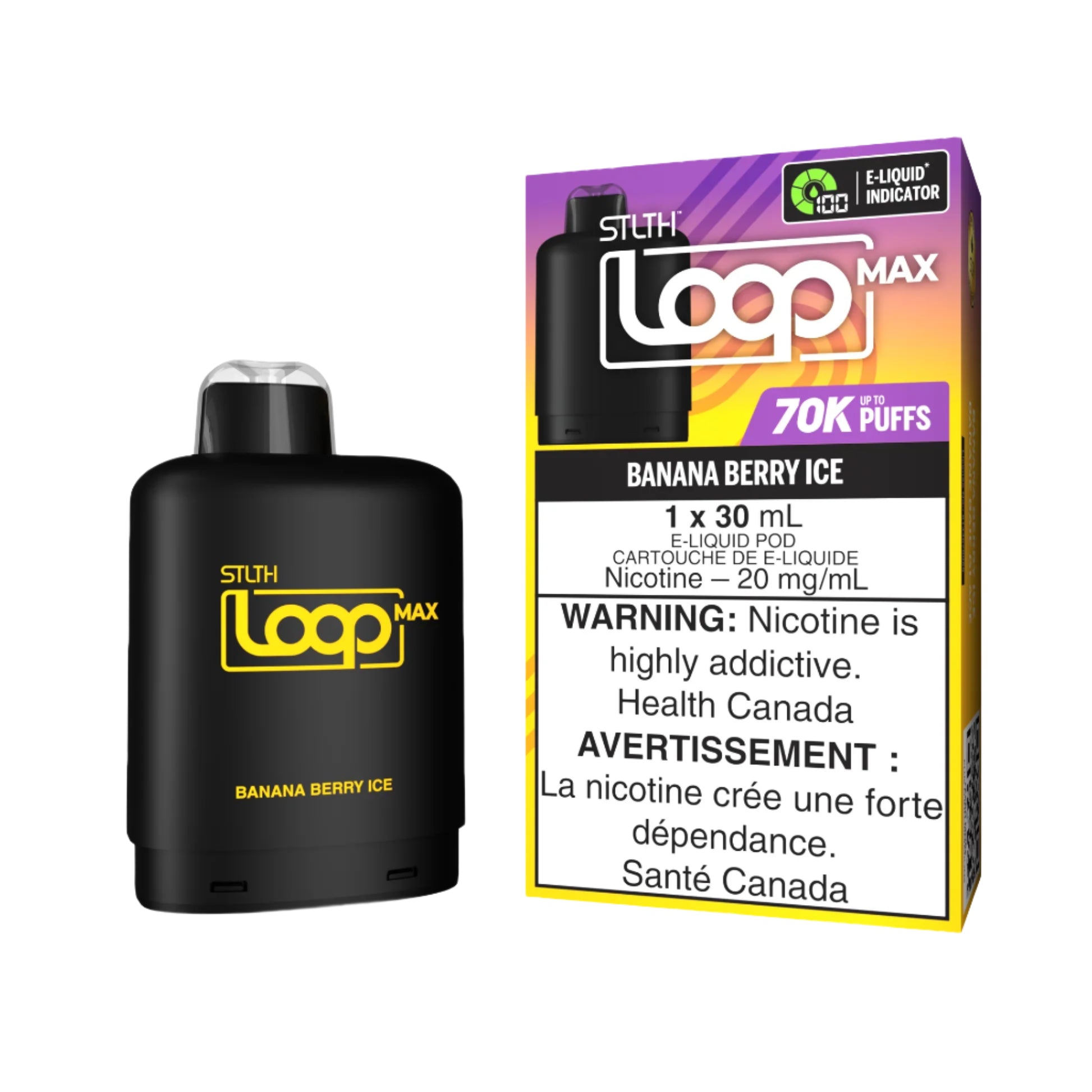 STLTH Loop Max Pod 70K Puffs - Banana  Berry Ice - Wee Shisha N Vape