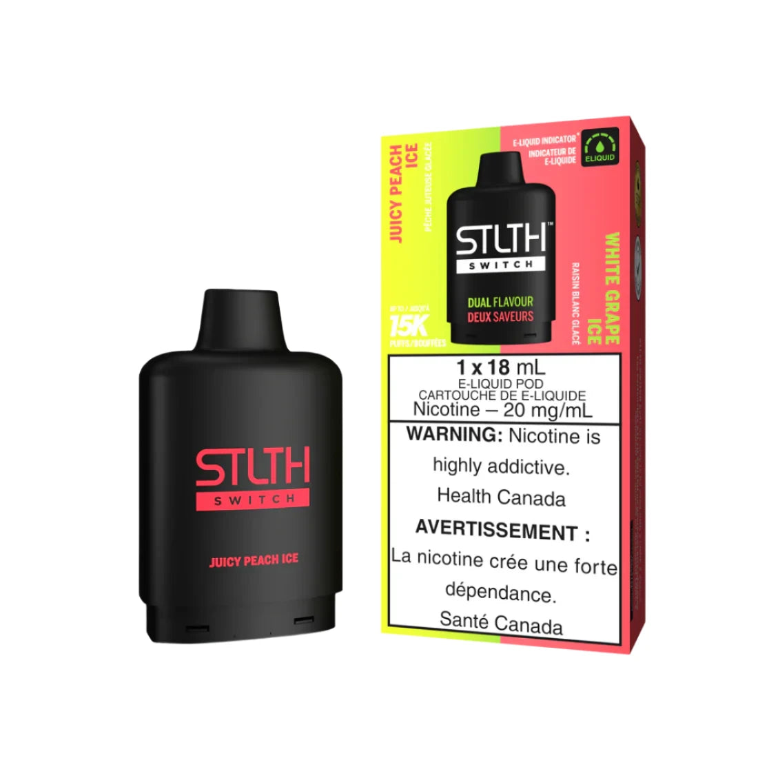 Stlth Switch - Juicy Peach Ice & White Grape Ice - Wee Shisha N Vape