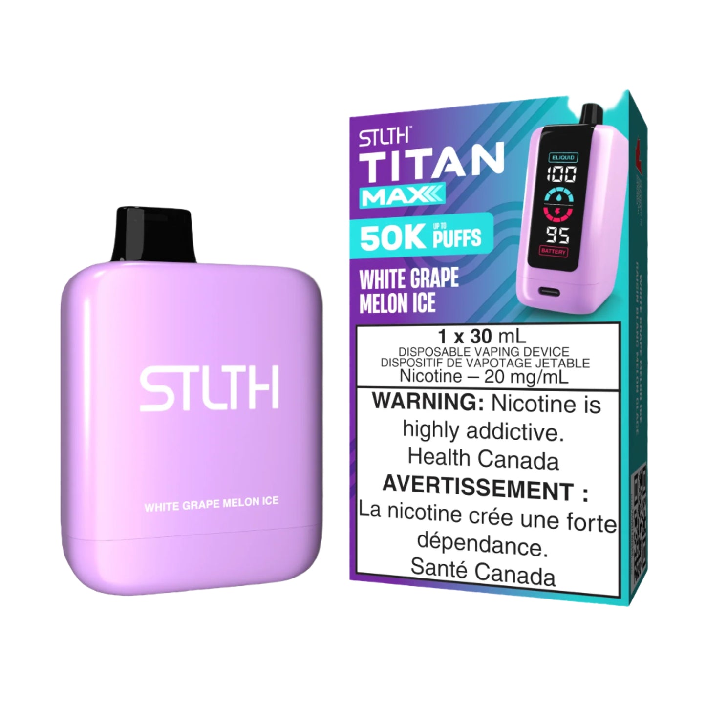 Stlth- Titan max - 50k-White Grape Melon Ice-Wee Shisha N Vape