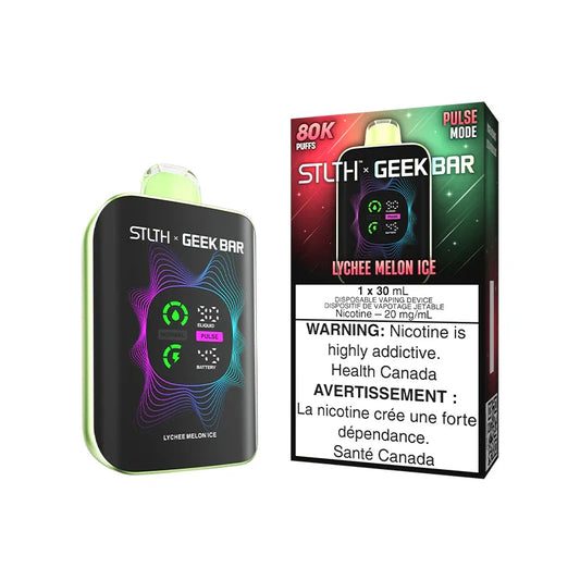 STLTH Geek Bar vape device with packaging on a white background