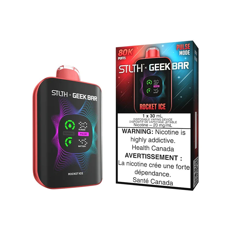 STLTH x Geek Bar vape device and packaging on a white background