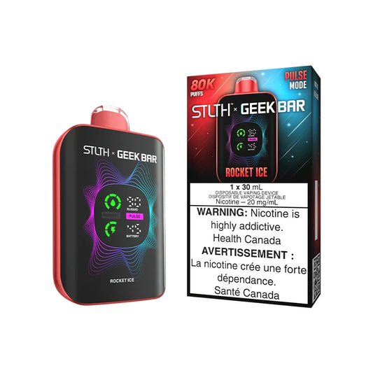 STLTH x Geek Bar vape device and packaging on a white background