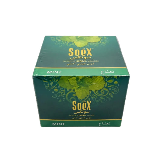 A green Soex Mint box wrapped in clear plastic, displayed on a clean white background.