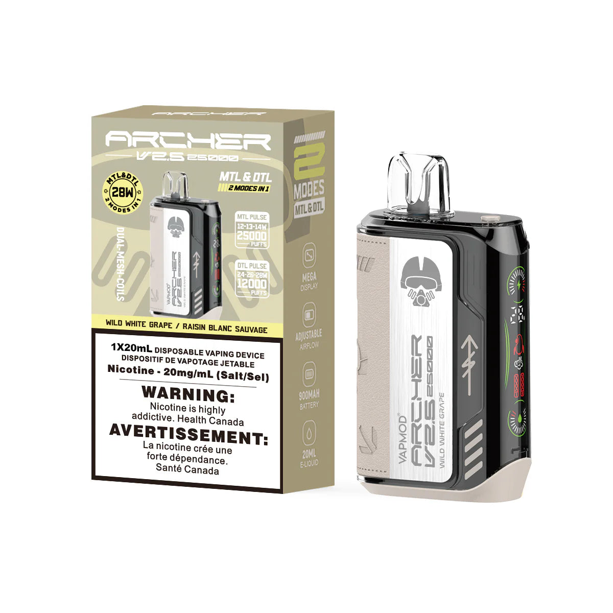 Vapmod Archer v2.5 - Wild White Grape - disposable - wee shisha n vape