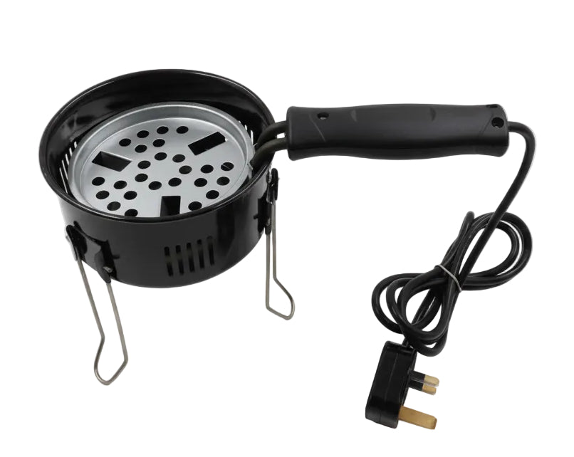 Black electric grill with Zanobia branding on a white background