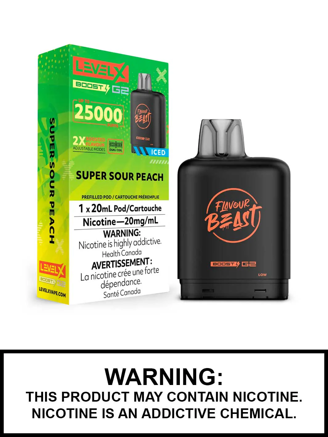 Flavour Beast Level X Boost G2 25K - Super Sour Peach - Wee Shisha N Vape