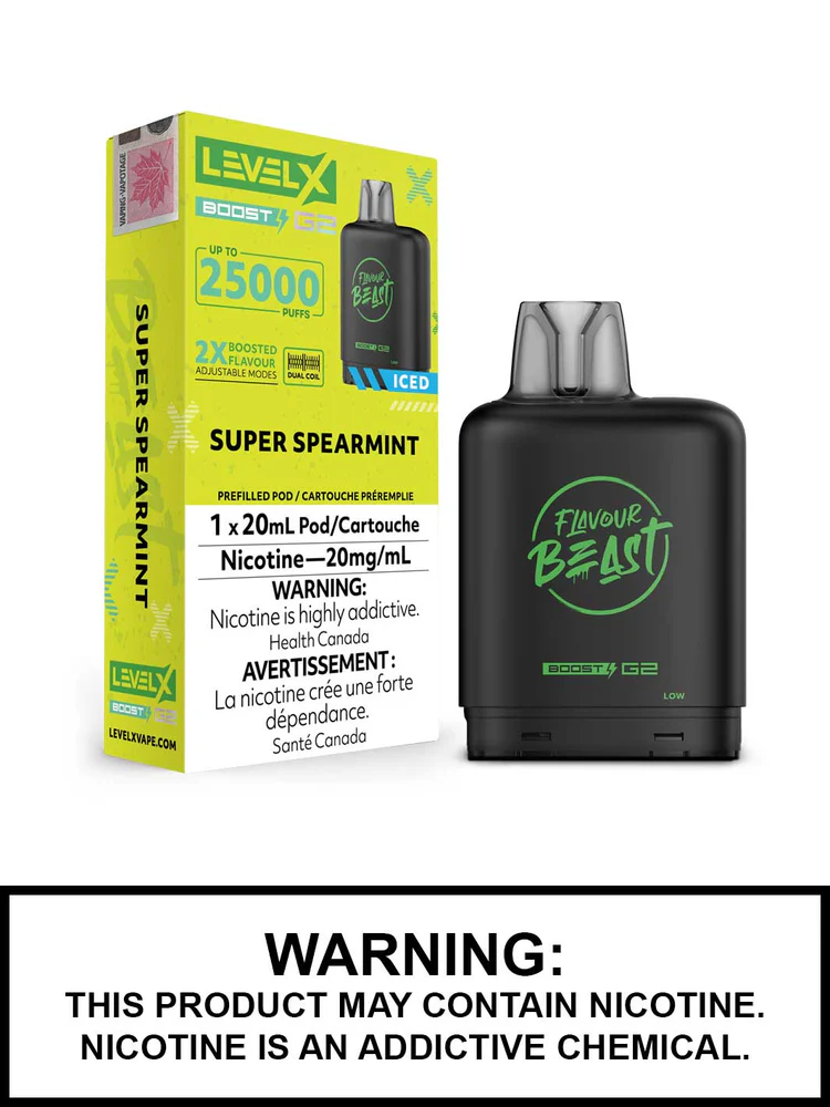 Flavour Beast Level X Boost G2 25K - Super Spearmint - Wee Shisha N Vape