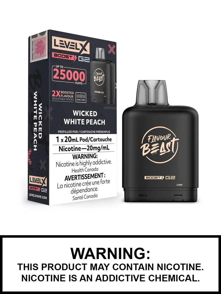 Flavour Beast Level X Boost G2 25K - Wicked White Peach - Wee Shisha N Vape