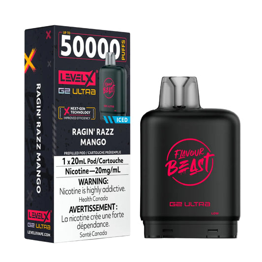 Flavour Beast Level X G2 Ultra Pod 50k - Ragin' Razz Mango - Wee Shisha N Vape