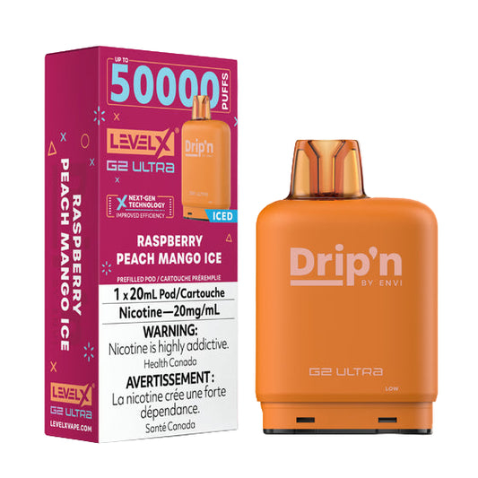 Drip'n Level X G2 Ultra Pod 50K - Raspberry Peach Mango Ice - Wee Shisha N Vape