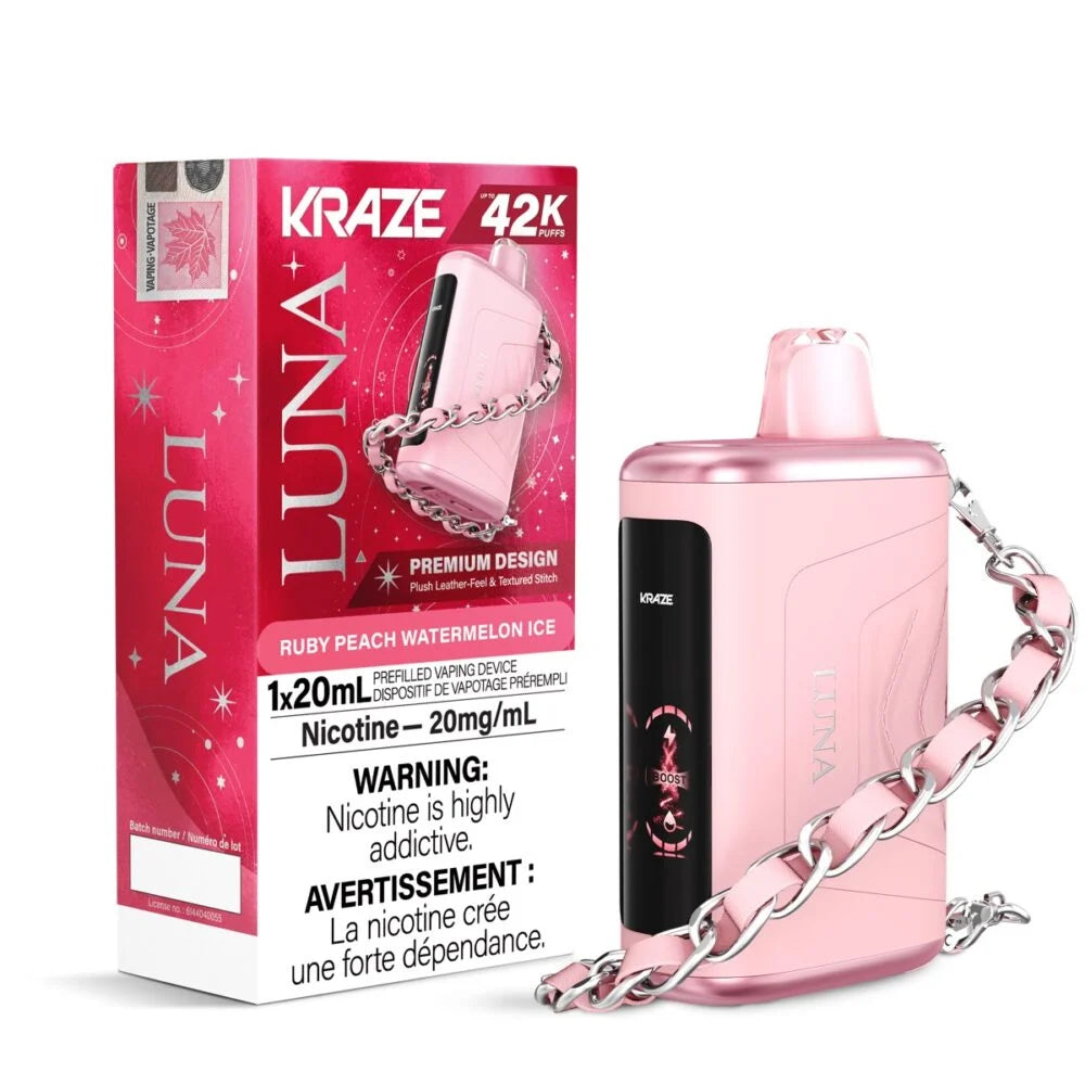 Kraze Luna 42K - Ruby Peach Watermelon Ice - disposable - wee shisha n vape
