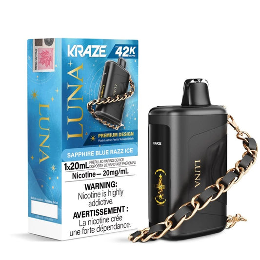 Kraze Luna 42K - Sapphire Blue Razz Ice - disposable - wee shisha n vape
