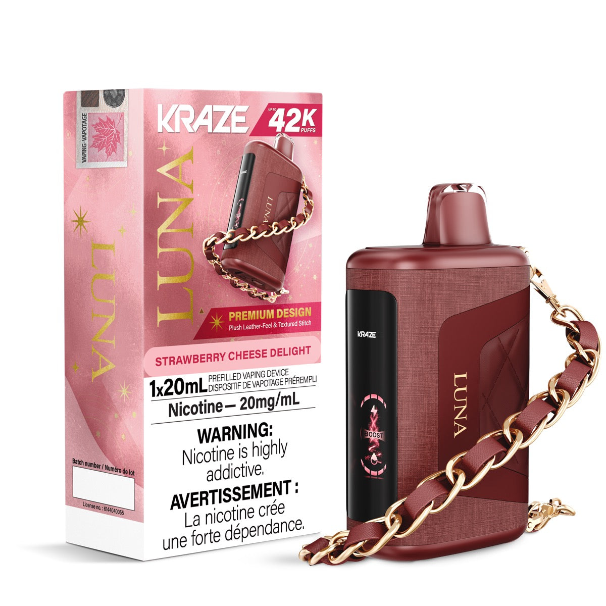 Kraze Luna 42K - Strawberry Cheese Delight - disposable - wee shisha n vape