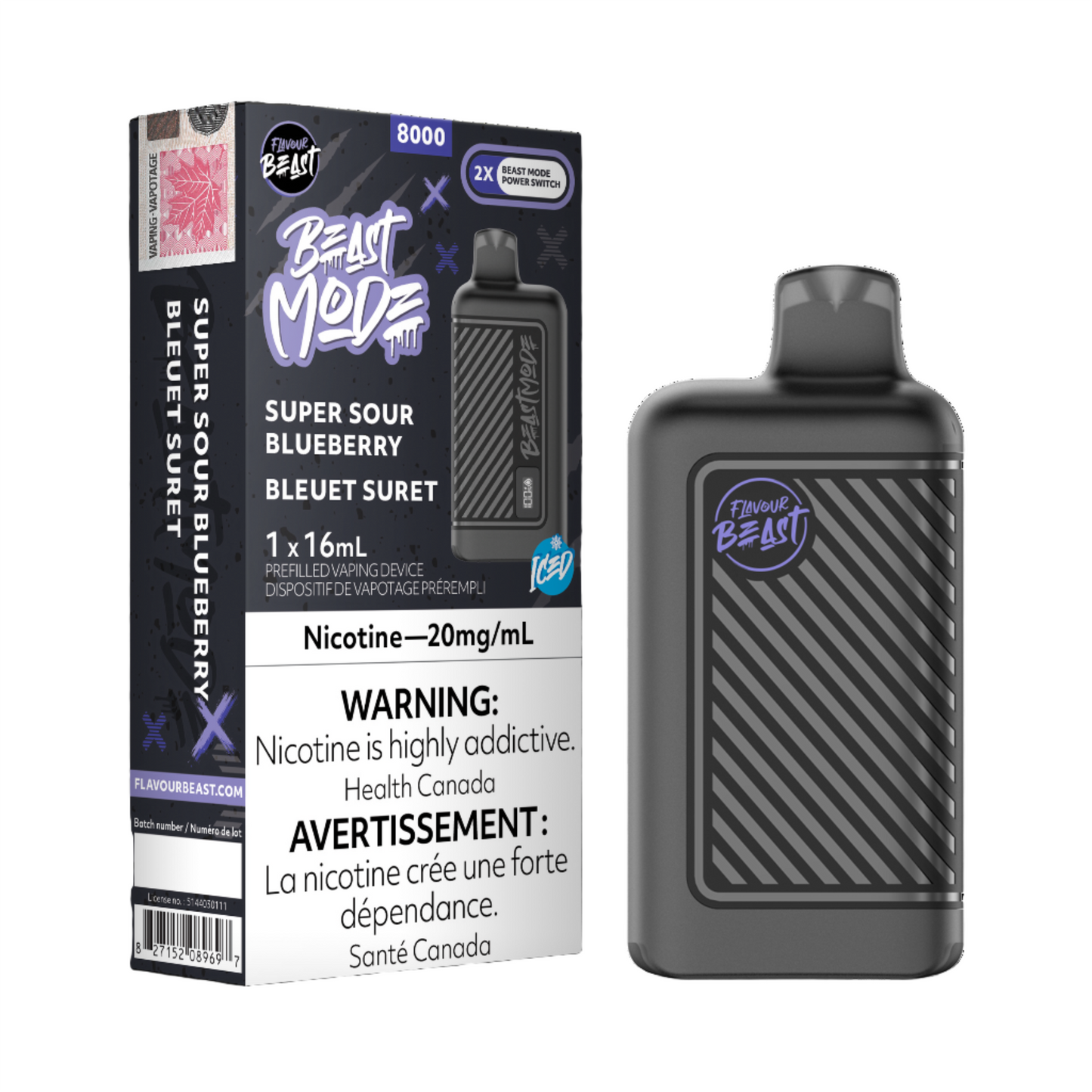 Flavour Beast Beast Mode 8000 – Super Sour Blueberry Iced - Disposable - Wee Shisha N Vape