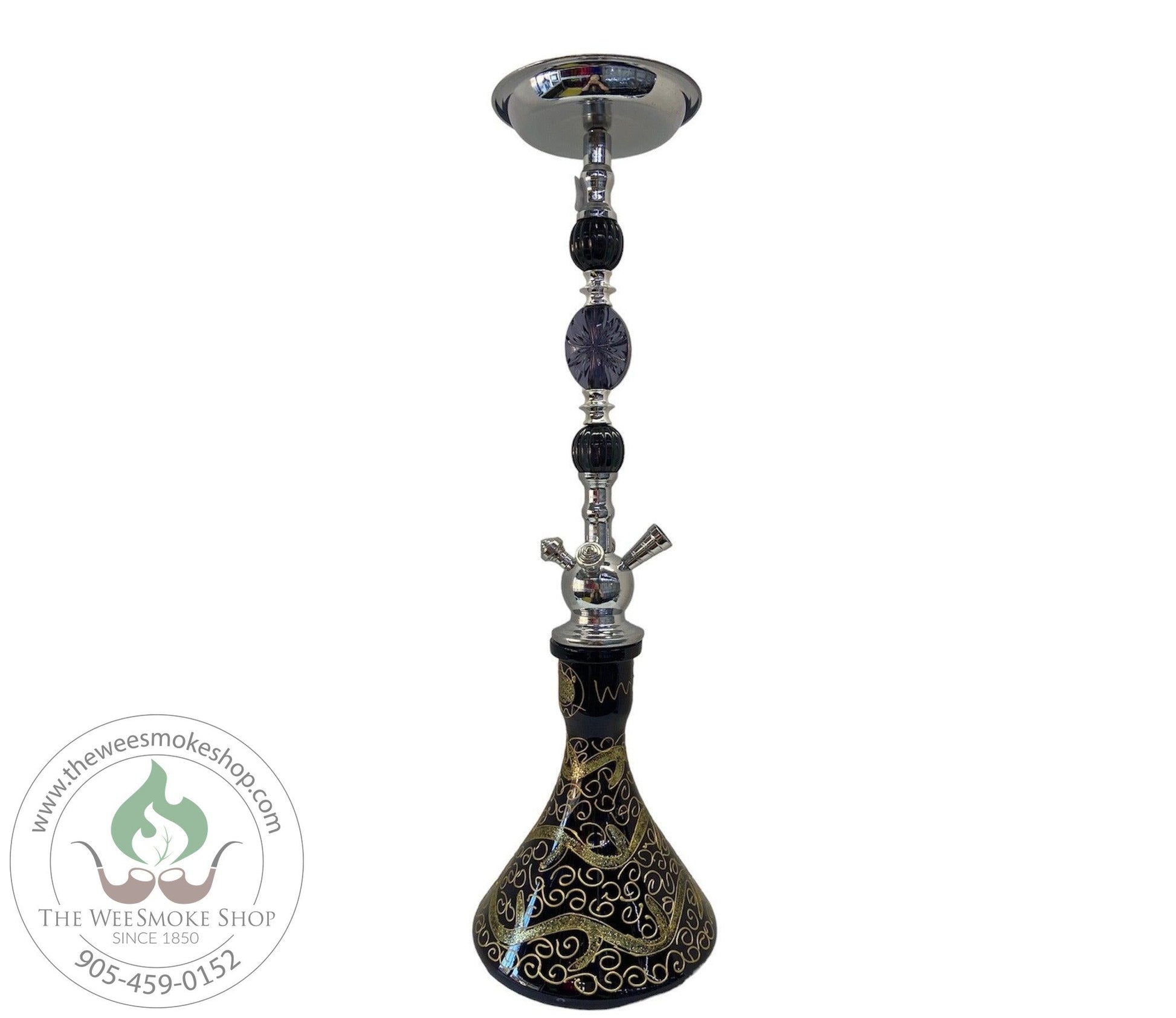 Beaded (23") 1 Hose Hookah Black - hookah - wee shisha n vape